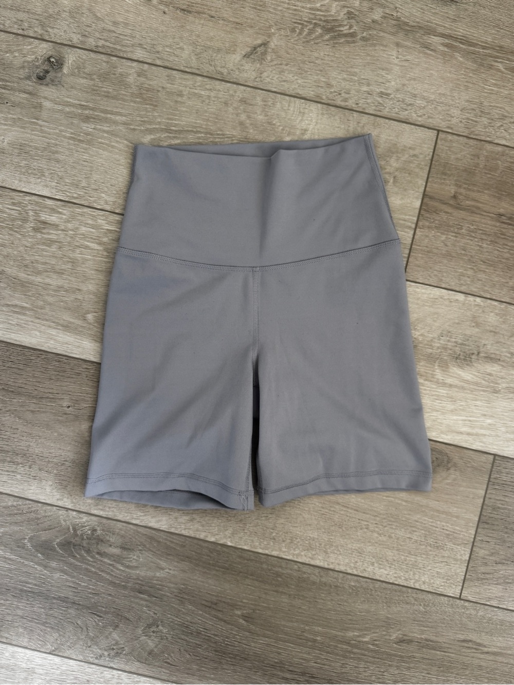 Yogalicious Light Gray High-Waist Biker Shorts